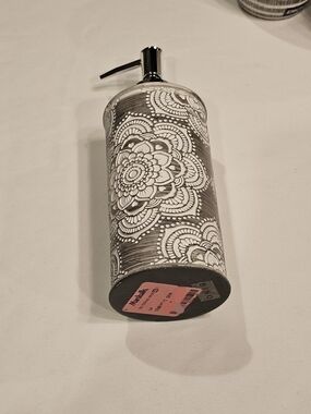 BINO Decorative Gray & White Floral Soap Dispenser
